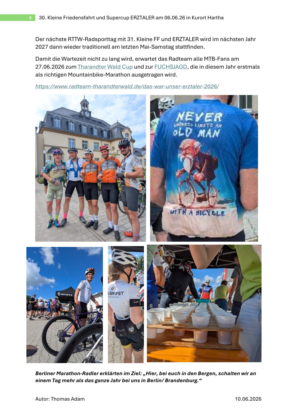 Seite 4: RTTW-Radsporttag, Erztaler 2026 und Eindrücke vom Zielbereich