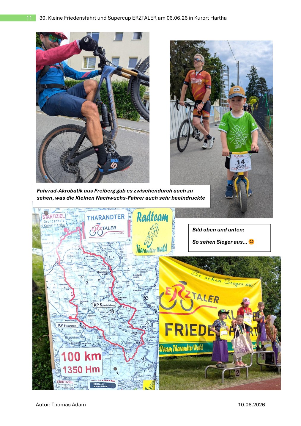 Seite 11: Fahrrad-Akrobatik, 100-km-Strecke und junge Sieger