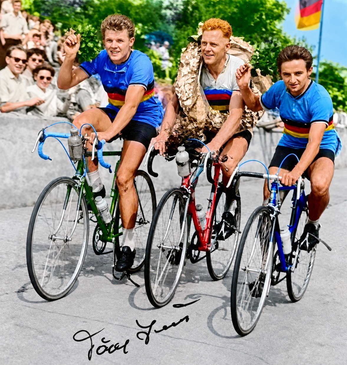 Erich Hagen, Täve Schur und Bernhard Eckstein bei der Harzrundfahrt 1959