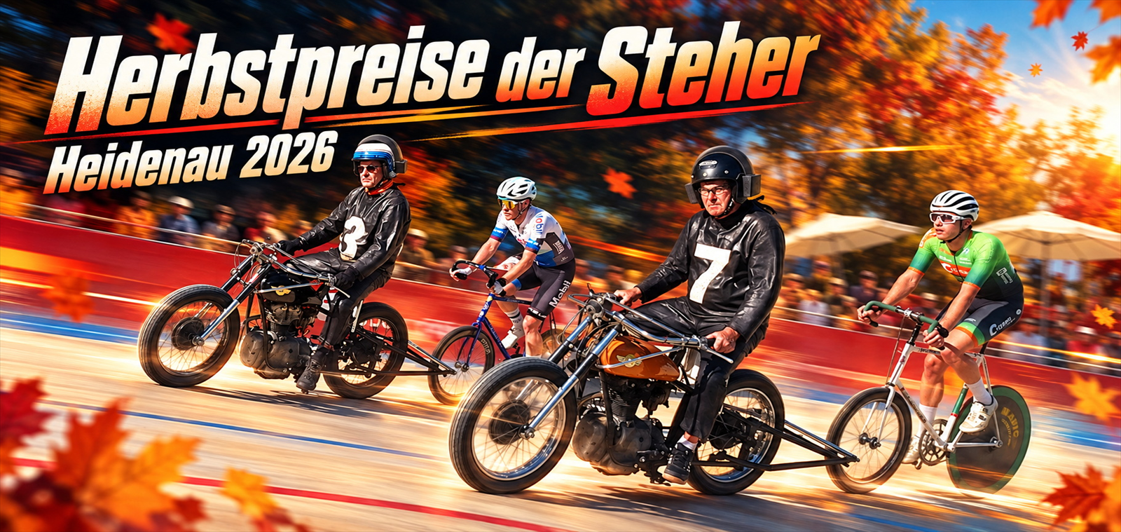 Steherfahrer und Schrittmacher beim Herbstpreis auf der Radrennbahn Heidenau