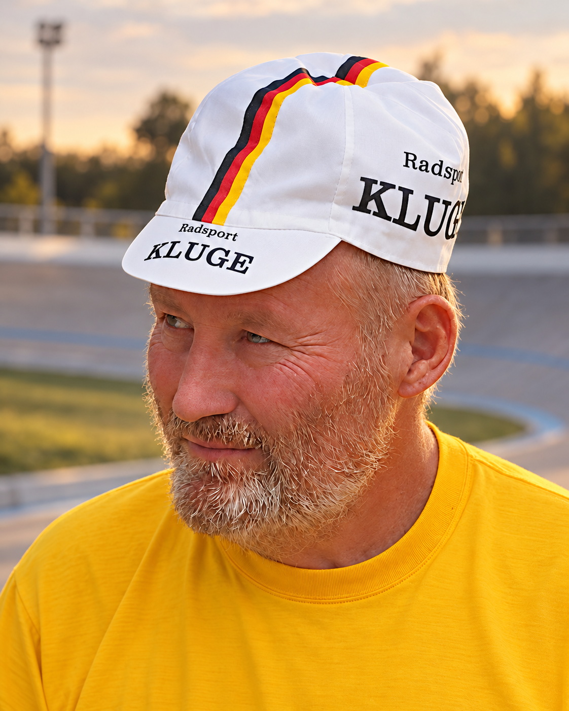 Porträt von Gunter Burghardt vor der Radrennbahn