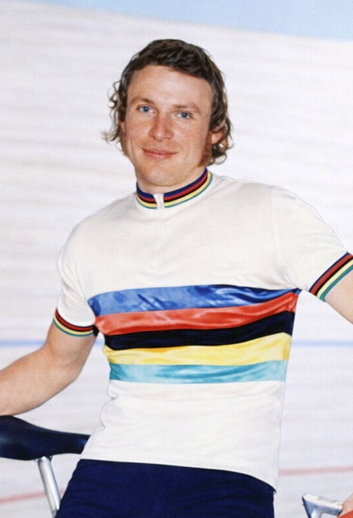 Thomas Huschke im Trikot mit Weltmeisterstreifen