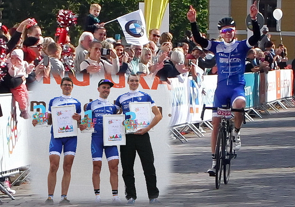 Benjamin Ahrendt vor Christian Zucker und Wolfgang Witte (alle FCM-FAN-TEAM)